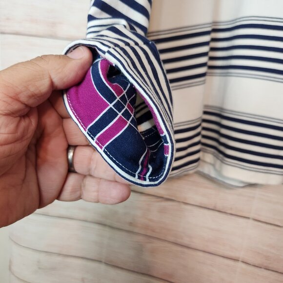 Charter Club Womens Size 2X Striped Henley Shirt Long Sleeve Quarter Button Navy - Picture 5 of 16